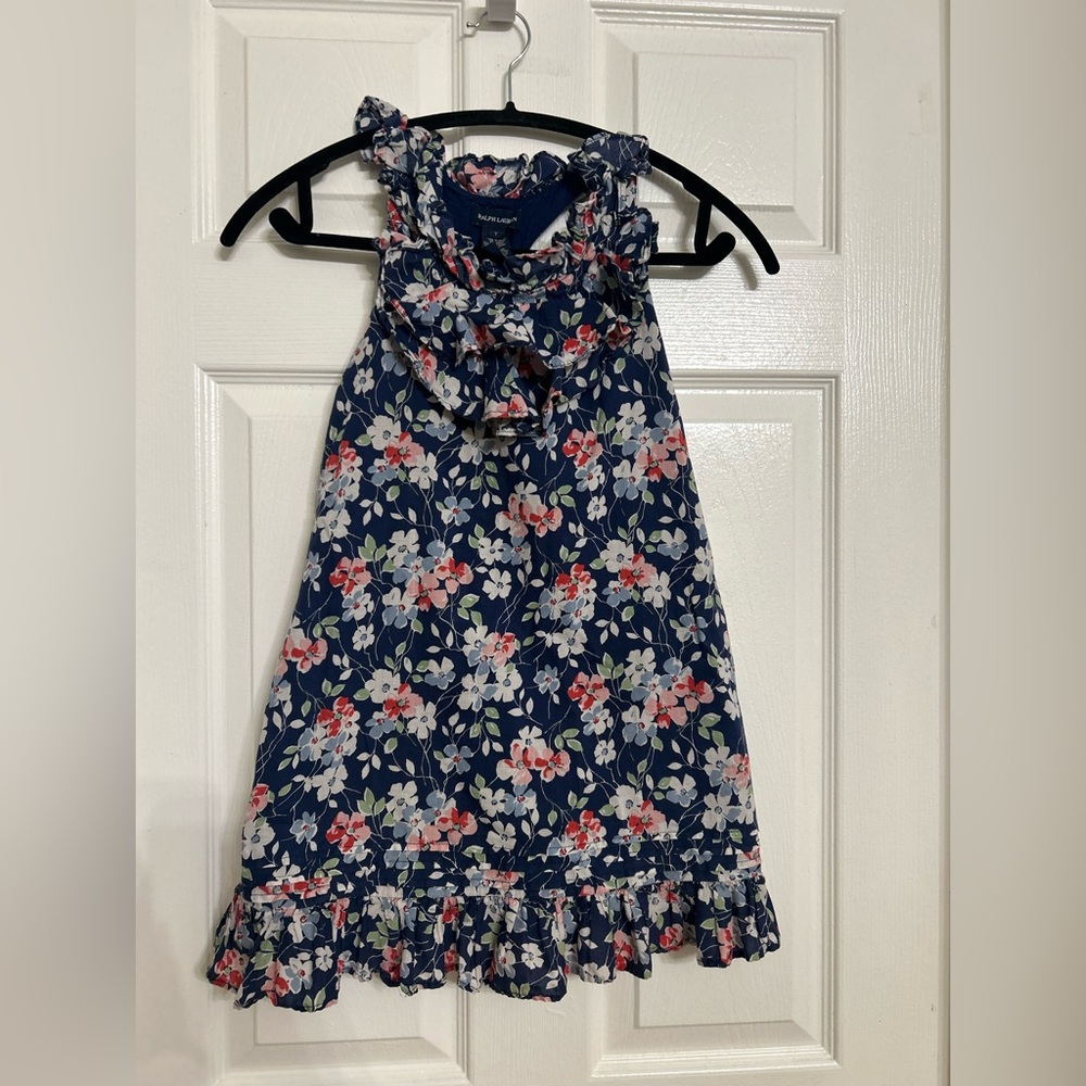 Ralph Lauren Girls Dress Navy
Floral Lined Size 7